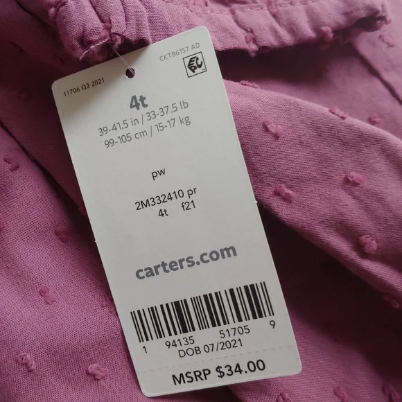 Carter's NEW girls Lavender Swiss Dot Dress - Picture 6 of 7